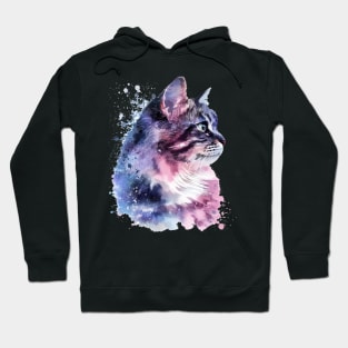 Siberian Cat Water Color Pop Art Design for Cat Lover Hoodie